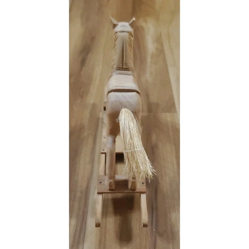 Vintage Handmade Wood Table Rocking Horse 10